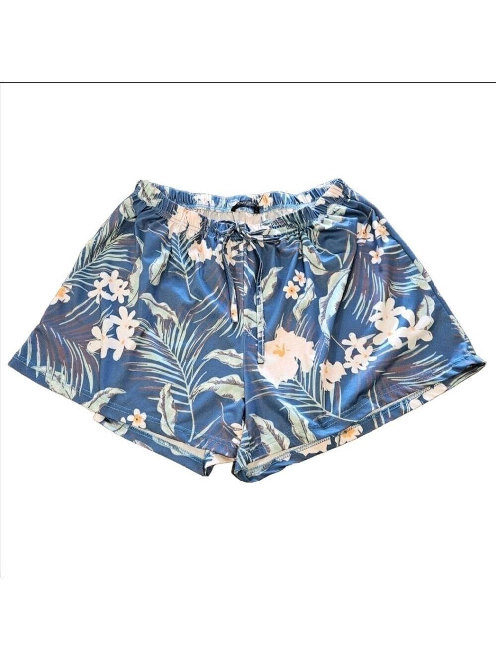 LOVEU DEAR Women's Floral Blue/Multicokor Pull-on Shorts, Size 1X